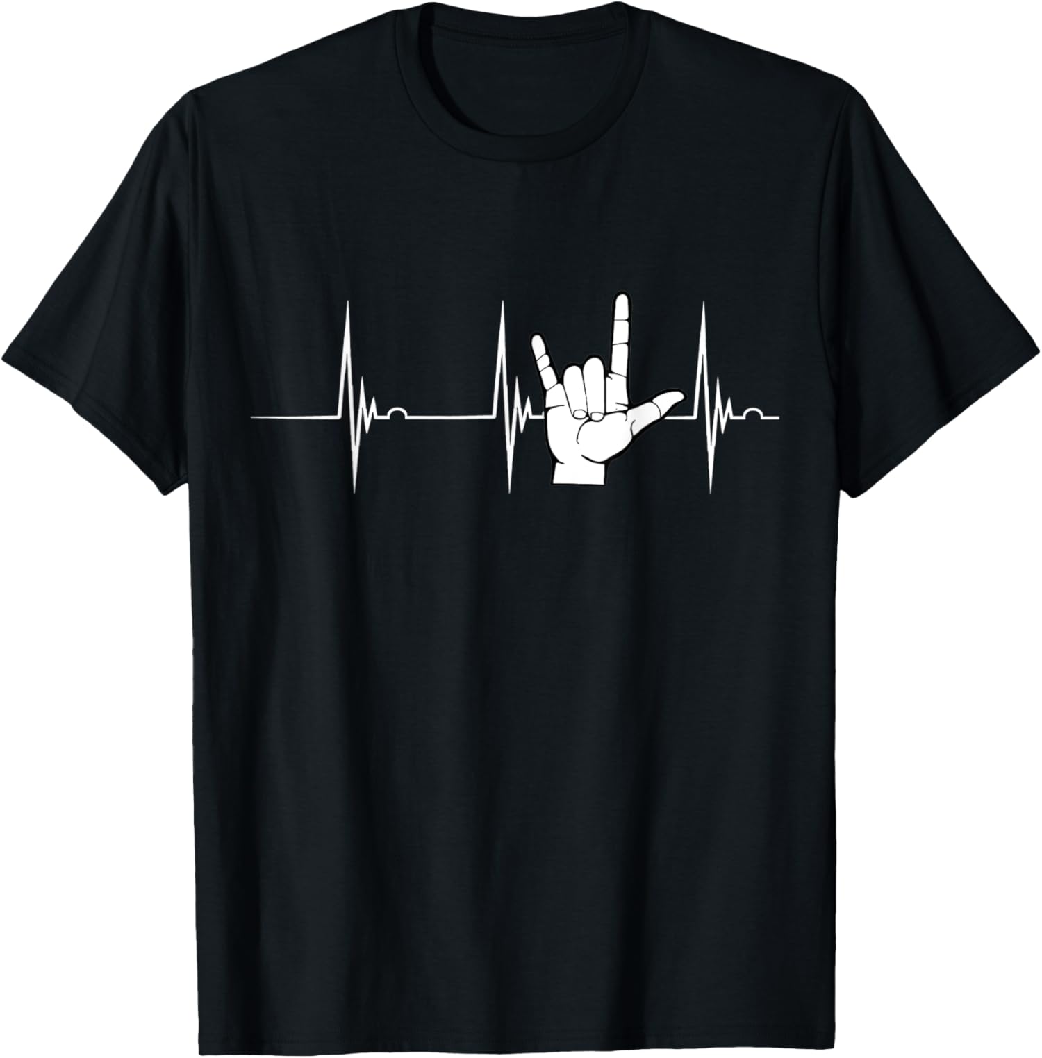 ASL Heartbeat American Sign Languages EKG Pulseline TShirt