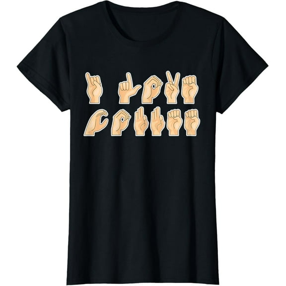 ASL I Love Coffee Caffeine American Sign Language Gift T-ShirtMen and women, Black T-shirt, size: Extra large