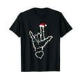 thumbnail image 1 of ASL I Love You Hand Christmas Sign Language Xmas lights T-Shirt, 1 of 5