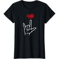 thumbnail image 1 of ASL I Love You Hand Heart American Sign Language T-Shirt, 1 of 3