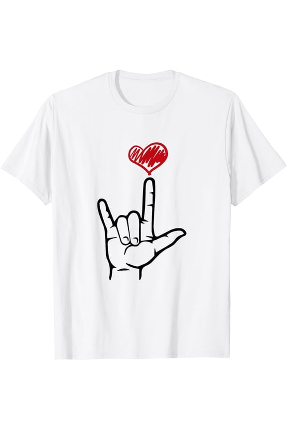 ASL I Love You Hand Heart Sign Language T-Shirt