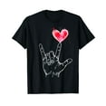 thumbnail image 1 of ASL I Love You Hand Sign Language Heart Valentine's Day T-Shirt, 1 of 5