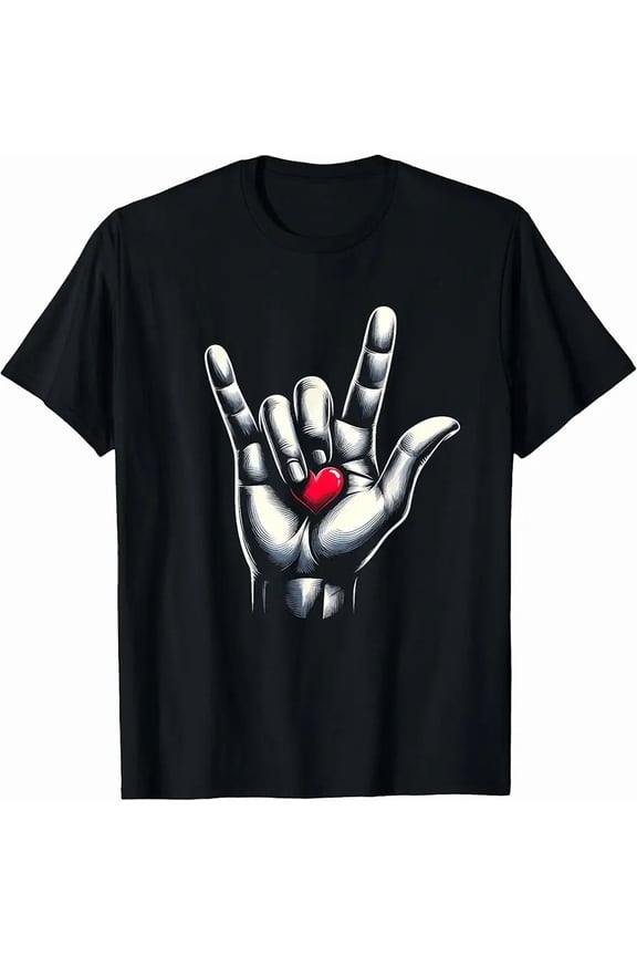 ASL I Love You Hand Sign Language Kind Heartfelt Message Unisex T-Shirt, up to size 5XL