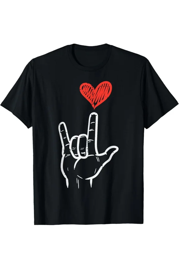 ASL I Love You Hand Sign T-Shirt – Valentine’s Day Heart Tee