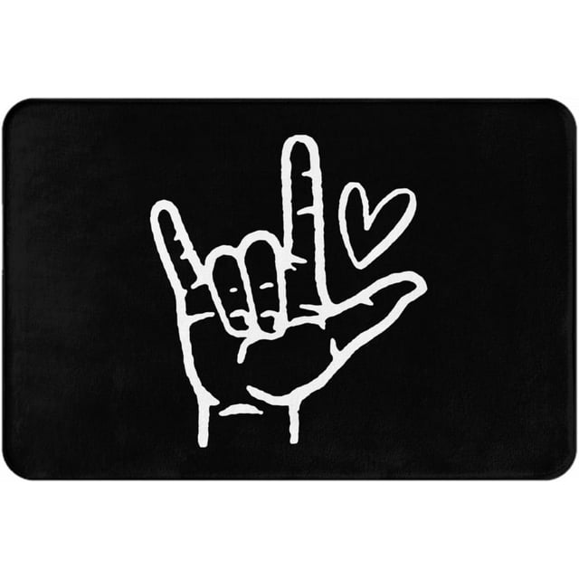ASL I Love You Sign Language Carpet Doormat, Anti Slip Floor