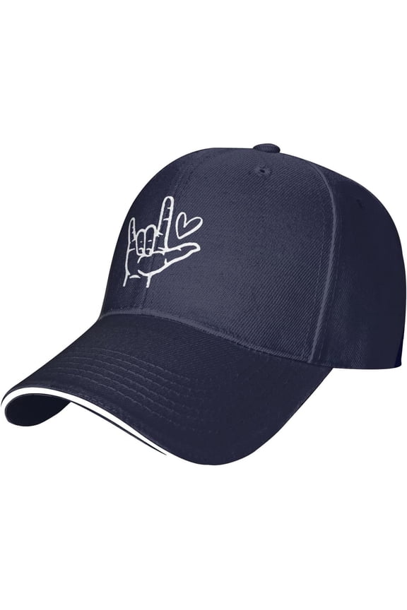 ASL I Love You Sign Language Hat Adjustable Sandwich Peaked Cap Outdoor Sports Baseball Cap Trucker Cap