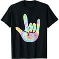 thumbnail image 1 of ASL I Love You Tie Dye Sign Language T-Shirt, 1 of 4