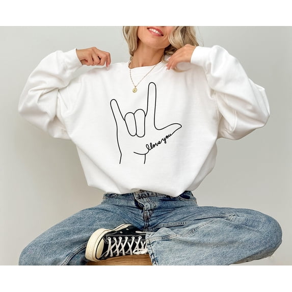 ASL I Love You Valentines Day Crew Neck, I Love You Design, V Day Sweatshirt, Sign Language Design 1854756862 8856