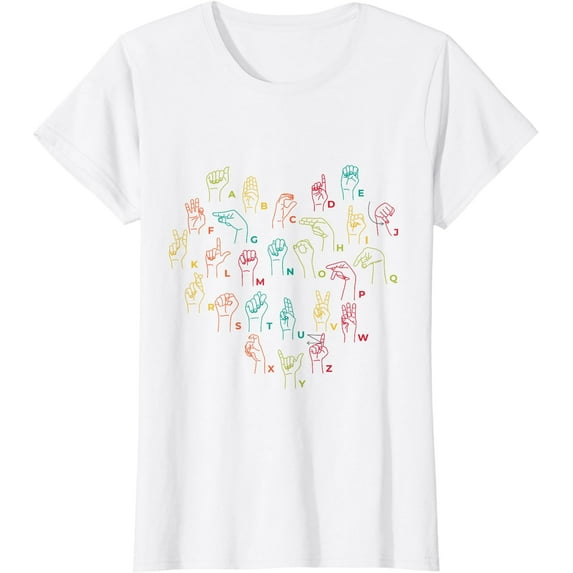 ASL ILY Heart Sign Language Interpreter Deaf ASL Teacher T-Shirt