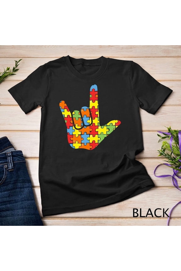 ASL Love Sign Language Autism Awareness Support Communication Tee,for unisex up to 5XL