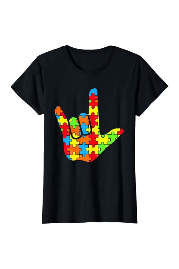ASL Love Sign Language Autism Gift Awareness Support T-Shirt