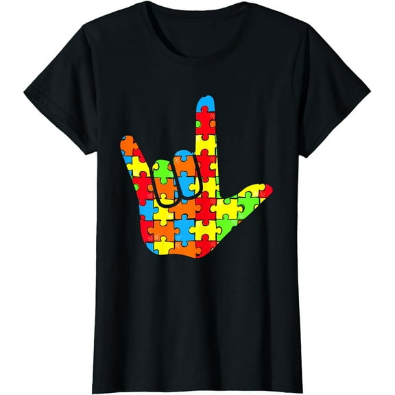 ASL Love Sign Language Autism Gift Awareness Support T-Shirt
