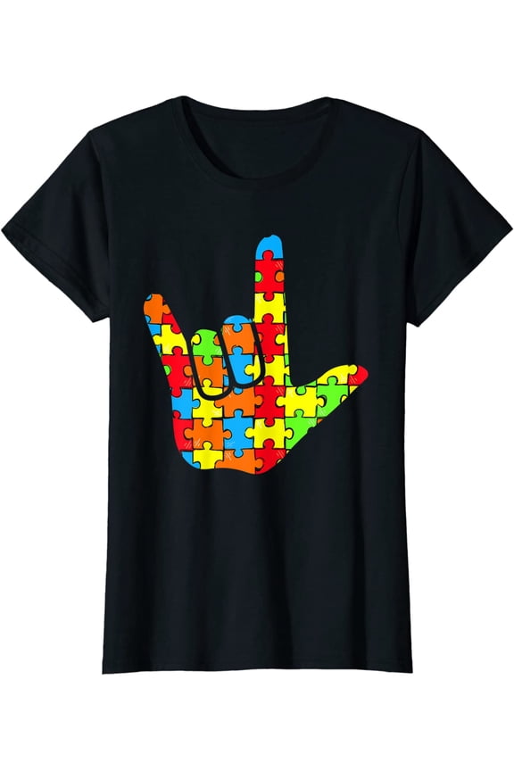 ASL Love Sign Language Autism Gift Awareness Support T-Shirt