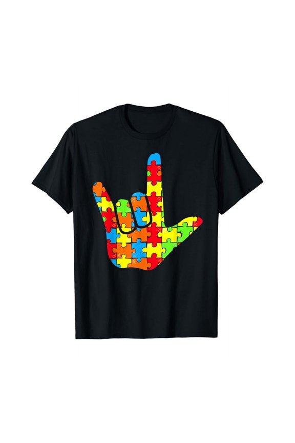 ASL Love Sign Language Autism Gift Awareness Support T-Shirt