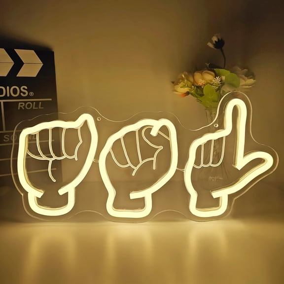 ASL Neon Sign for Wall Decor Sign Language Neon Light Sign ASL Dimmable Teacher Led Sign for Teacher ASL Gifts To School Light Up Sign for Background Classroom Bedroom Office