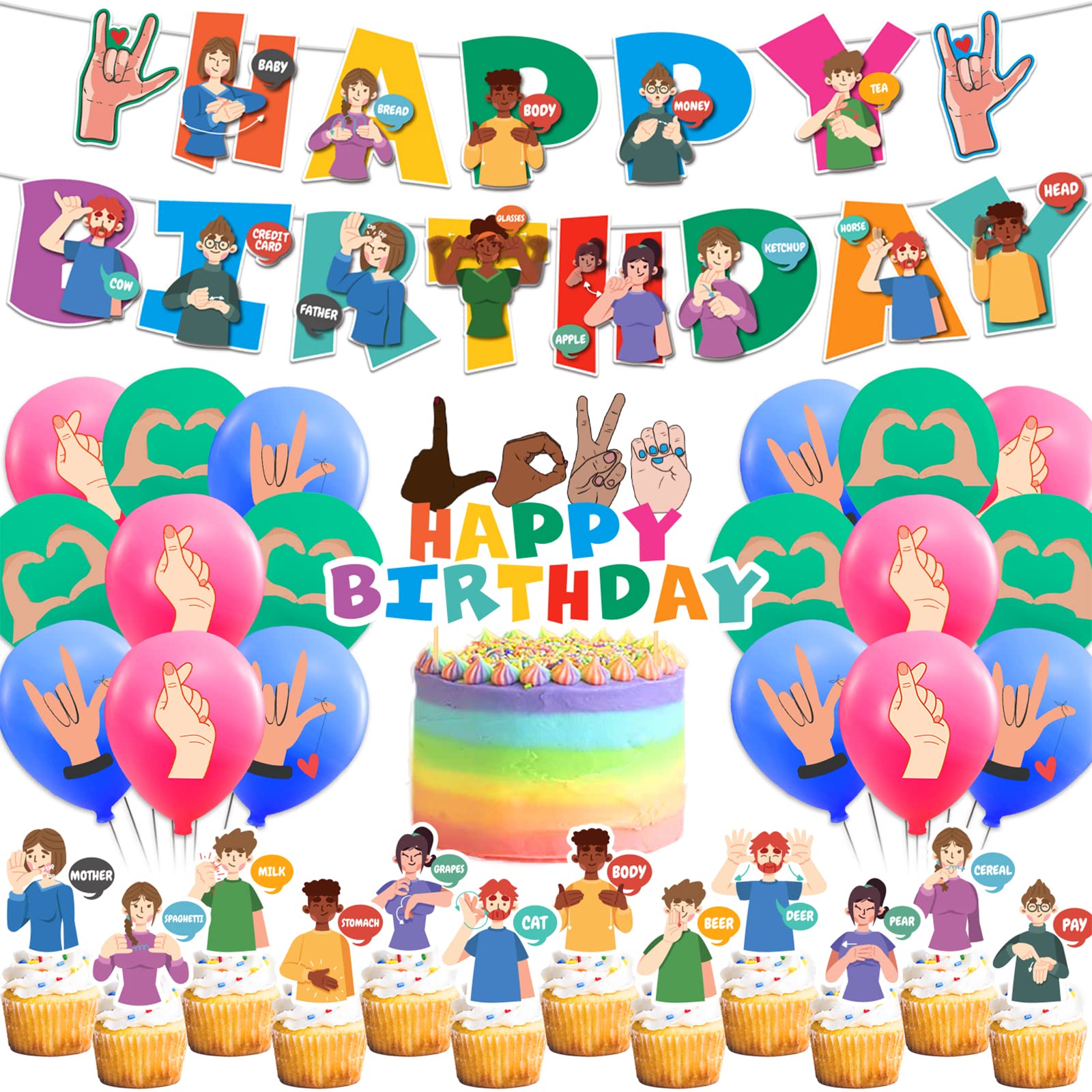 ASL Party Decorations Kit Celebrate in Style with Happy Birthday