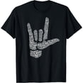 thumbnail image 1 of ASL Sign, I Love You in 40 Different Languages, ASL T-Shirt, 1 of 3