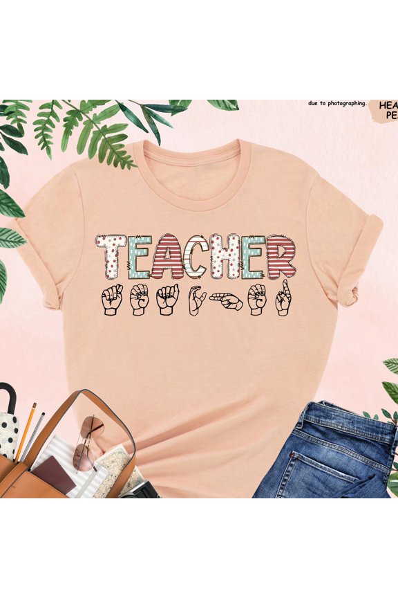 ASL Teacher Shirt American Sign Language Teacher Tee Preppy Teacher Tee ASL Teacher Gift D