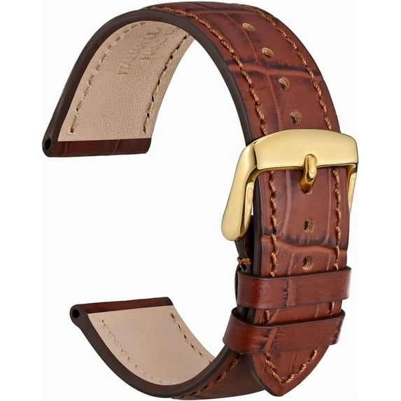 ASLL Unisex Croc Leather Watch Band – Brown Replacement Strap for Men & Women 24mm(Browm)