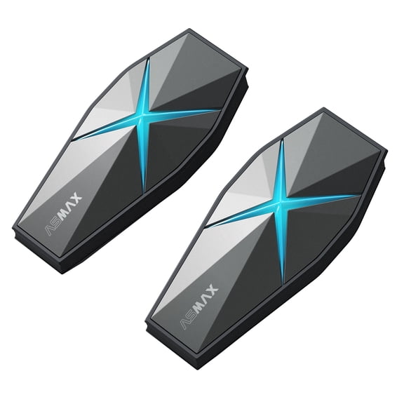 ASMAX F1 Motorcycle Helmet Bluetooth Intercom,Smart Voice Control Headset,10-Rider Mesh System,Noise Canceling/App FOTA/Magnet Mount,2 Pack