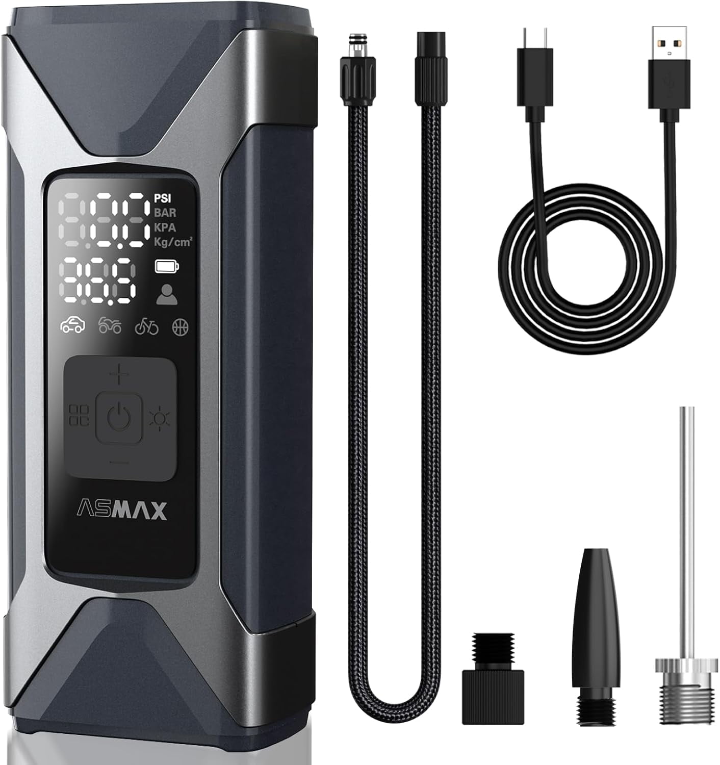ASMAX T10 Portable Tire Inflator Air Compressor,160 PSI Cordless Air Pump with 7500mAh Battery and Auto Shut-off for Car,Motorcycle,Bike and Balls