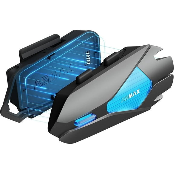 ASMAX Z1 Motorcycle Helmet Bluetooth Intercom,Smart Voice Control Headset,10-Rider Mesh System,Audio Multitasking/Noise Canceling/Magnet Base,1 Pack