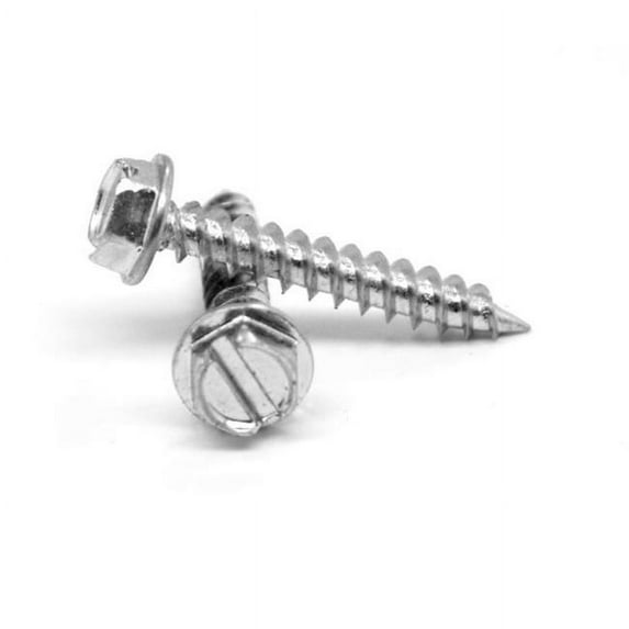 ASMC Industrial No.14-10 x 1.25 in. Slotted Hex Washer Head Type A Sheet Metal Screw, Low Carbon Steel - Zinc Plated - 850 Piece