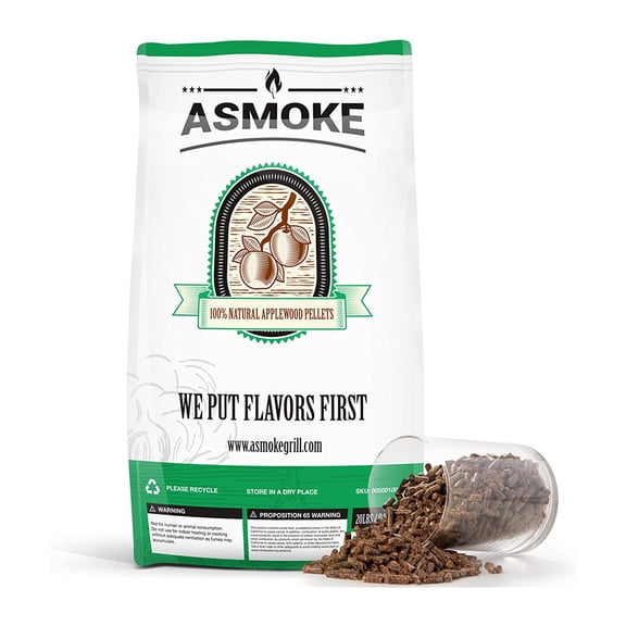ASMOKE 20 Lb Bag of 100 Percent Pure Applewood Pellets for Outdoor Grills