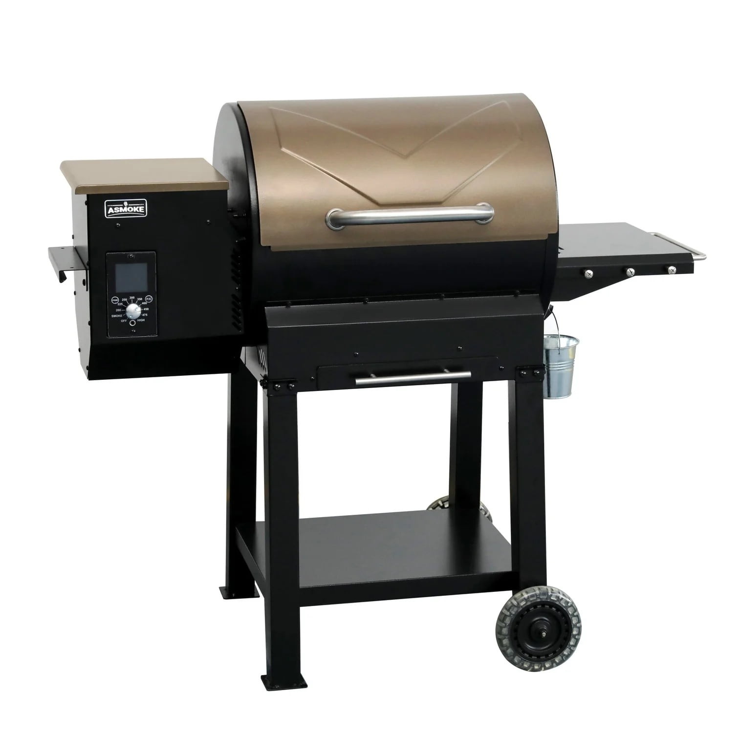 Bronze Stainless Steel Freestanding Pellet Grill with Porcelain-Coated Grates