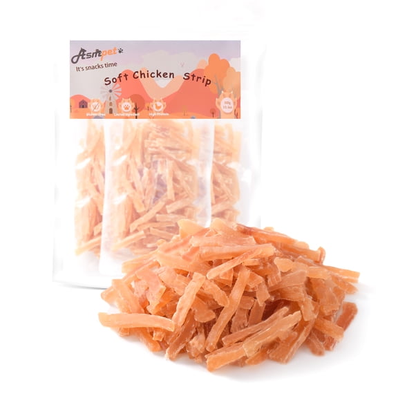 ASMPET Chicken Jerky Dog Treats, Mini Chicken Strips, Rawhide Free Training Treats for Cats and Small Dogs,11oz