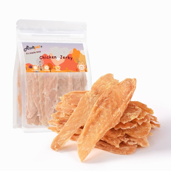 ASMPET Chicken Jerky Dog Treats, Natural High Protein Chicken Tender Snacks for All Dogs, 10.6oz