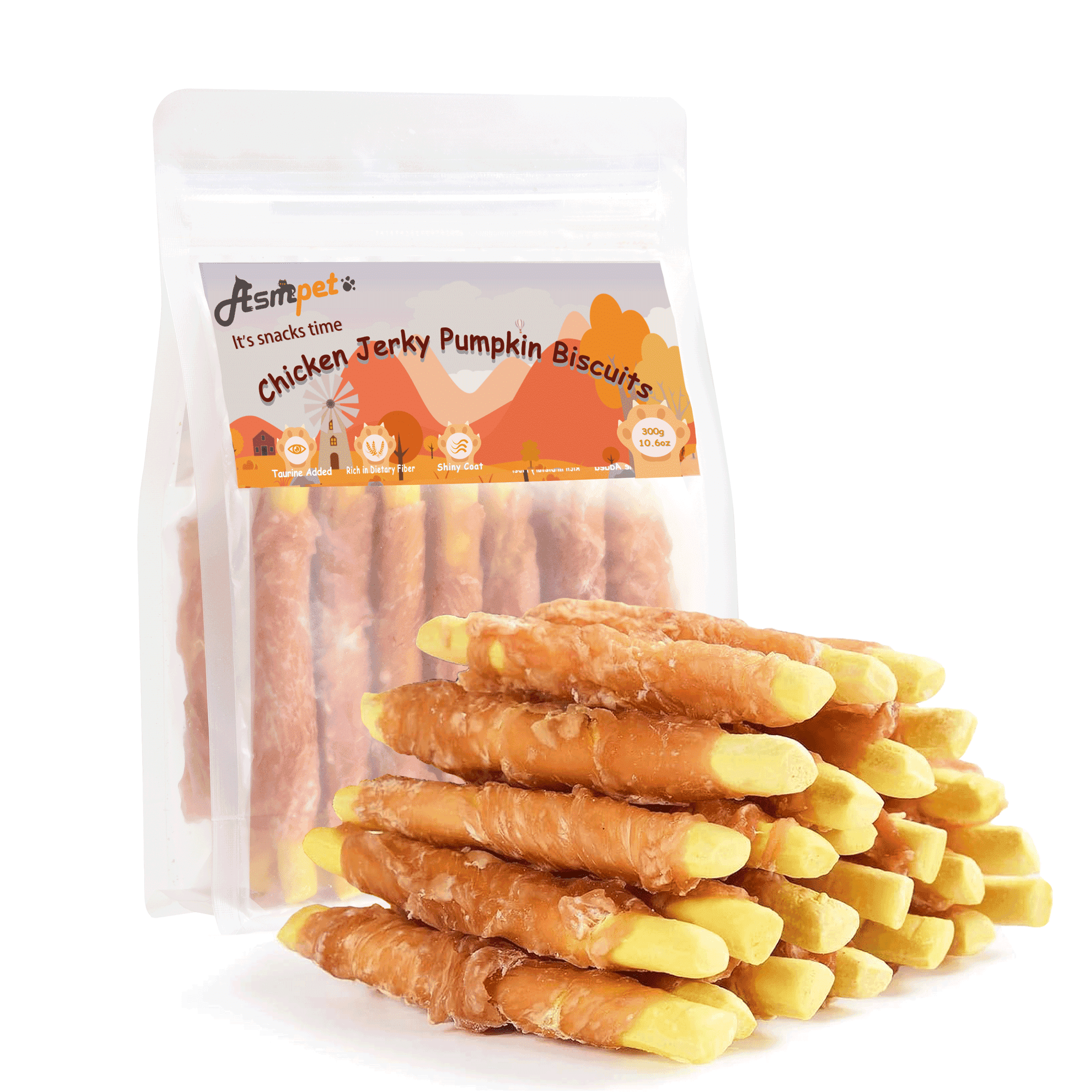ASMPET Chicken Jerky Wrapped Pumpkin Biscuits for 