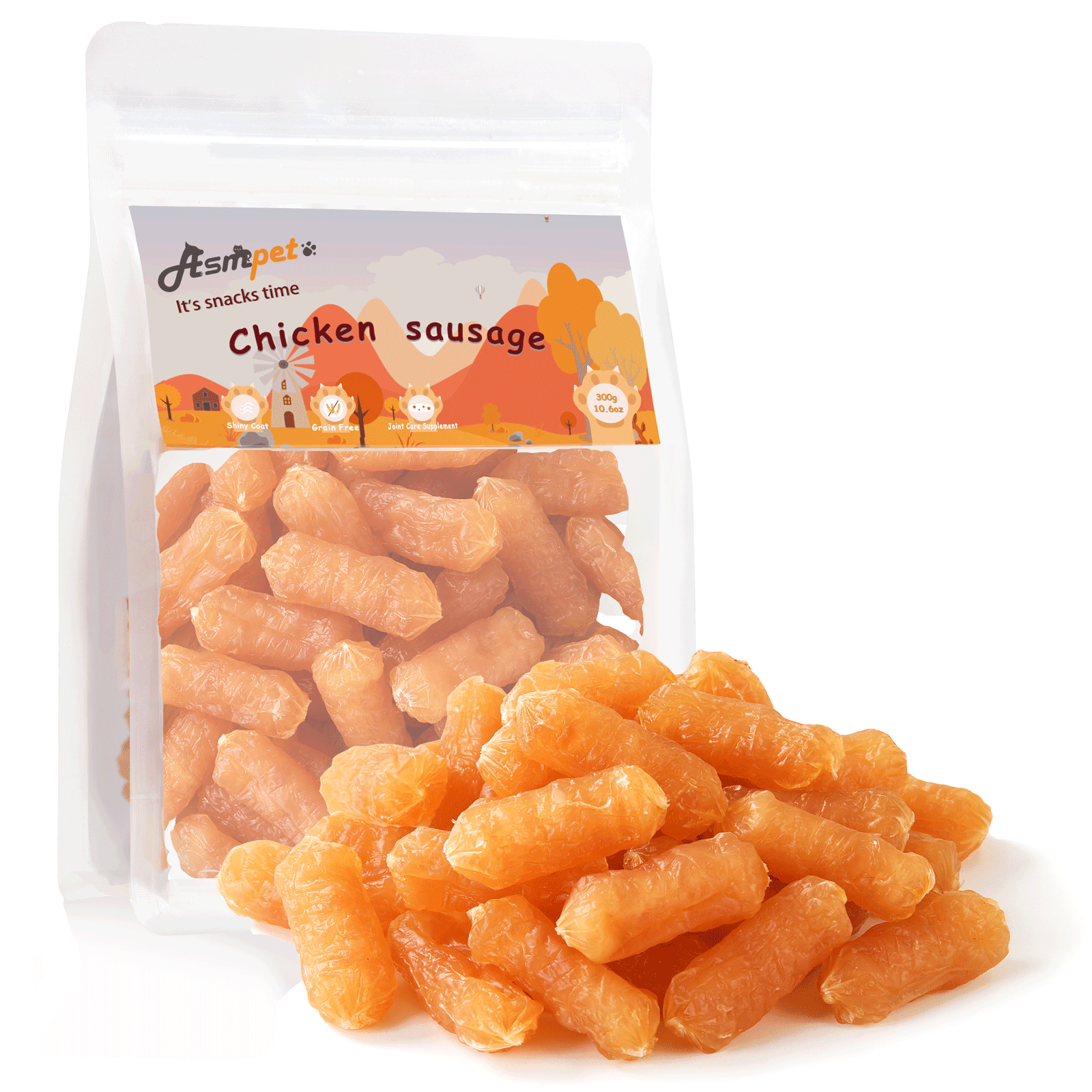 ASMPET Chicken Sausage Dog Treats, Natural Chicken Jerky Training