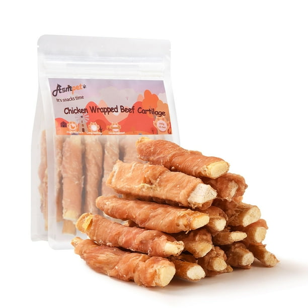 ASMPET Chicken Wrapped Beef Cartilage Dog Treats, Long Lasting High