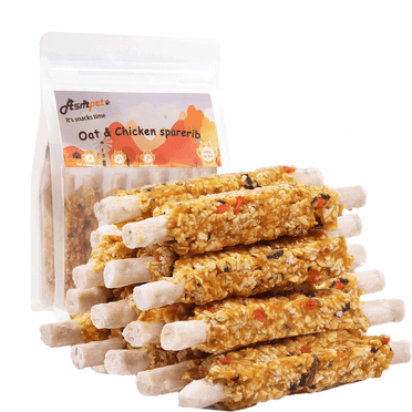 ASMPET Chicken Wrapped Rawhide Dog Treats – Natural, Healthy Chewnola  with Oat for Small Medium Large Dogs, 11oz
