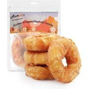 ASMPET Chicken Wrapped Rawhide Donut Dog Treats, 4ps Long Lasting Dog Bone for Medium Large Dogs, 11oz