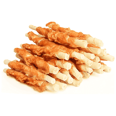 ASMPET Rawhide Dog Treats, Chicken Wrapped Rawhide Natural Sticks, Suitable for Puppy, Small Medium Large Dogs (Chicken, Pack of 15)
