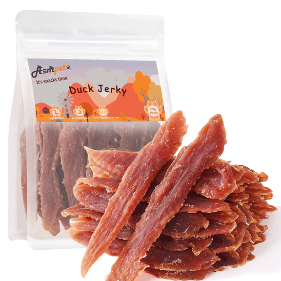 ASMPET Duck Jerky for Dogs, Natural Low Fat Snacks for Small Medium Large Dogs, 10.6oz