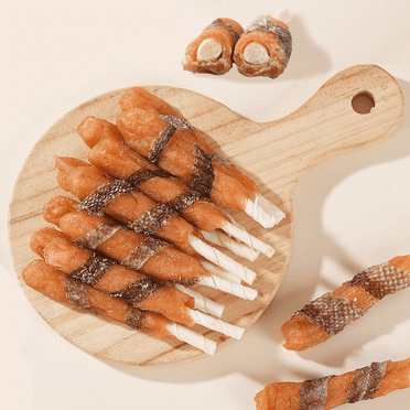 ASMPET Fish Skins Wrapped ChickenDog Treats, All-Natural Rawhide Dog Chew, Rich in Omega3 & Protein, 10.6oz