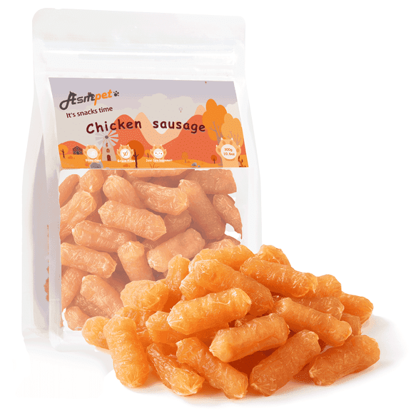 ASMPET Chicken Sausage Dog Treats, Natural Chicken Jerky Soft Chewy Training Snacks, 11oz