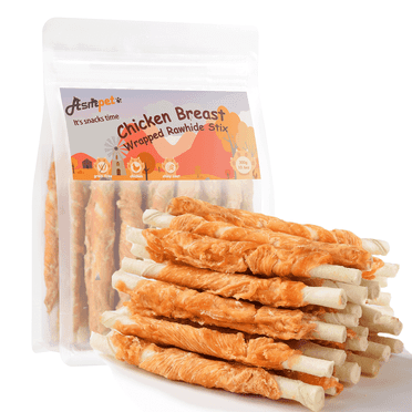 ASMPET Rawhide Dog Chew,Natural Chicken Wrapped Long-Lasting Treat for Dog, 10.6 oz.
