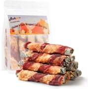ASMPET Rawhide Free Dog Treats Chicken & Duck Wrapped Cod Skin Stick, Healthy Dog Chew, Training Snacks for Small Medium Large Dogs, 11oz