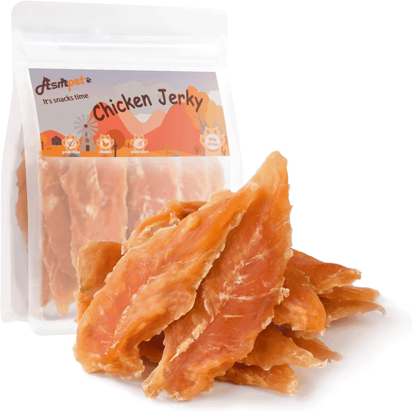 Walmart sales :  ASMPET Chicken Jerky Dog Treats, Training Snacks Dog Chew Rawhide Free for Small Medium Large Dog, 11oz