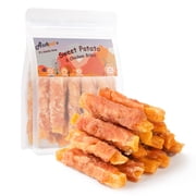 ASMPET Sweet Potato Dog Treats, Natural Chicken Jerky & Sweet Potato Chews for All Dogs, 15pcs