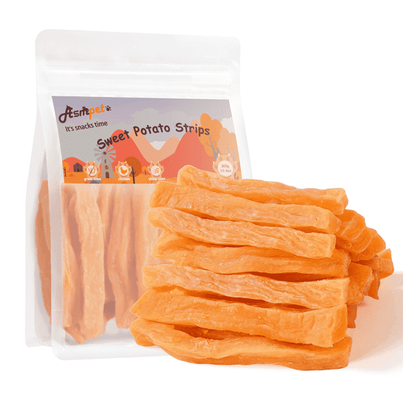 ASMPET Sweet Potato Dog Treats, Natural Snack Chews for All Dogs, 29pcs, 11oz