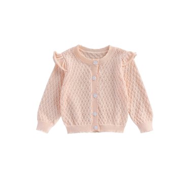 Toddler Baby Girls' Cardigan Sweater - Open Front Long Sleeve Knit Outwear For Infants & Toddlers