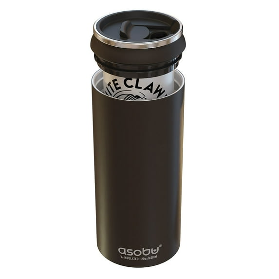 ASOBU FC4G Double-Walled Vacuum-Insulated Stainless Steel Cooler Sleeve with Reusable Straw (Black), FC4GBK
