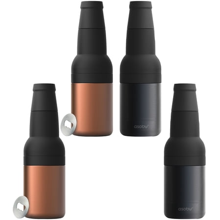 ASOBU Frosty Beer 2 Go Chiller (Black/Copper), 4 Pack