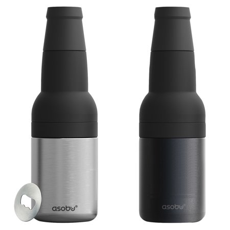 ASOBU Frosty Beer 2 Go Chiller (Black/Silver), 2 Pack