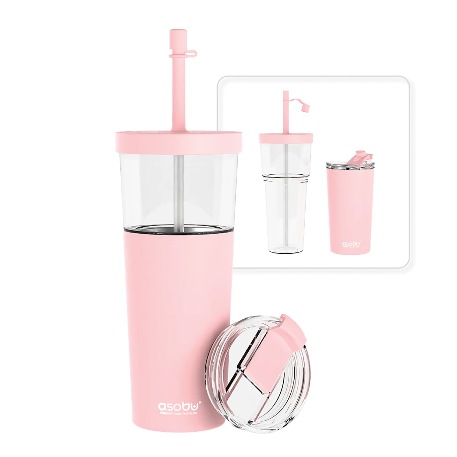 Pink Stainless Steel Travel Tumbler with Detachable Coffee Mug
